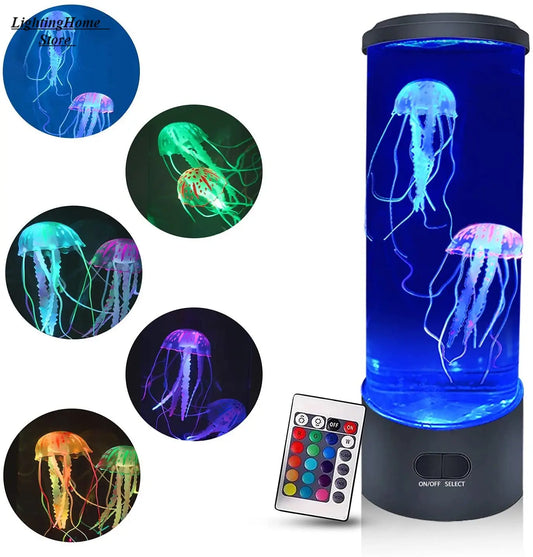 Color Changing Jellyfish Lamp with Remote Control - USB Rechargeable LED Aquarium Night Light for Relaxing Ambiance - Perfect Birthday Gift