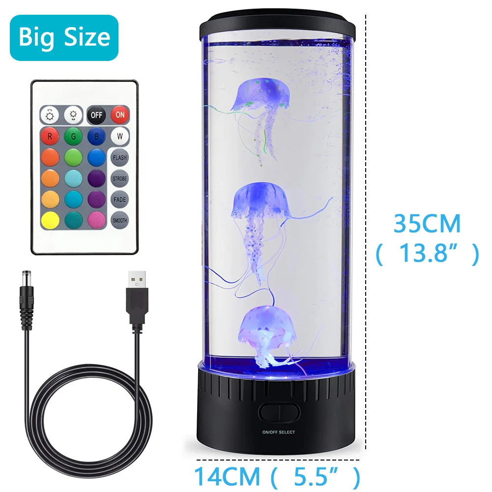 Color Changing Jellyfish Lamp with Remote Control - USB Rechargeable LED Aquarium Night Light for Relaxing Ambiance - Perfect Birthday Gift