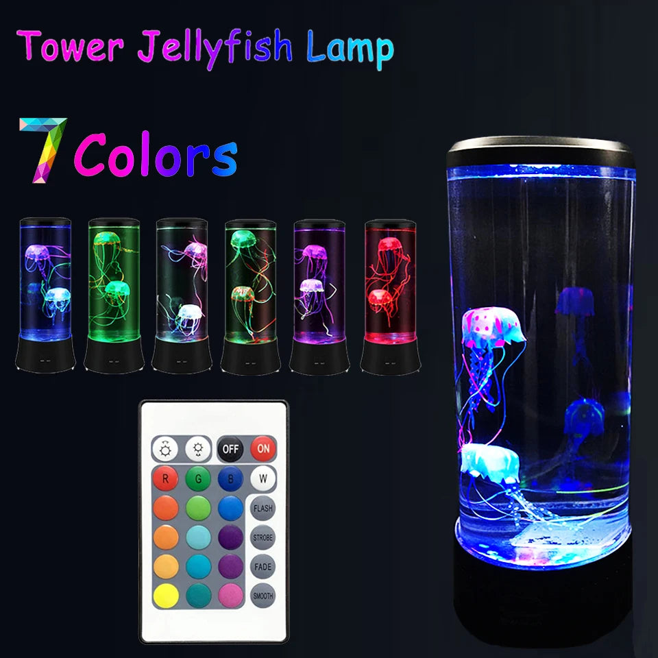 Color Changing Jellyfish Lamp with Remote Control - USB Rechargeable LED Aquarium Night Light for Relaxing Ambiance - Perfect Birthday Gift